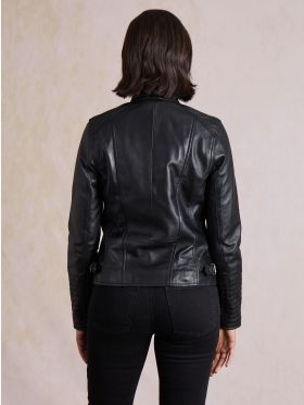Tarn Leather Biker Jacket in Black
