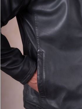 Penton Leather Jacket in Graphite Blue