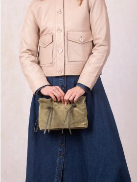 Santon Suede Cross Body Bag in Green