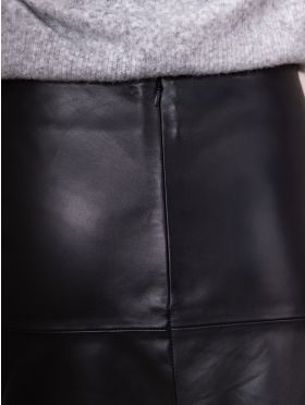 Leather A-Line Mini Skirt in Black