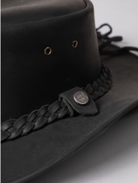 Outback III Australian Style Leather Hat in Black