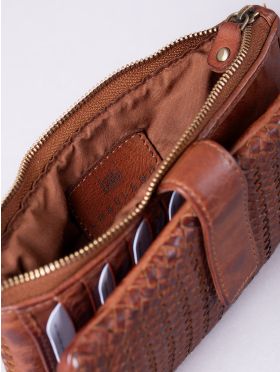 Wreay Large Leather Tab Purse in Cognac