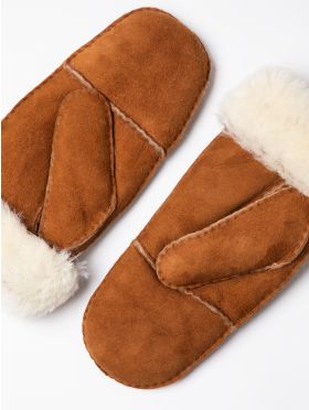 Ladies' Sheepskin Seam Mittens in Tan