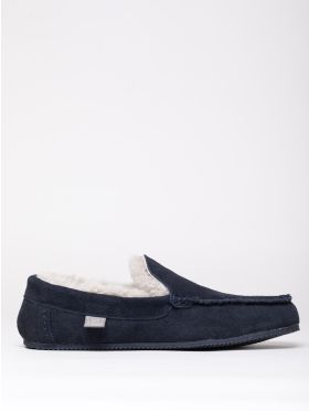 Men’s Sheepskin Slip-On Moccasins in Navy