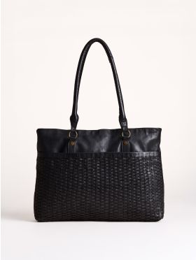 Piel Leather Tote Bag in Black