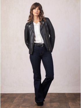 Knotts Leather Biker Jacket in Black