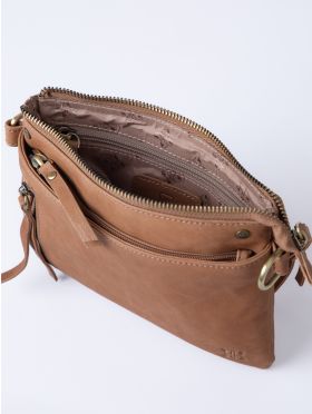 Harstone Mini Leather Cross Body Bag in Taupe