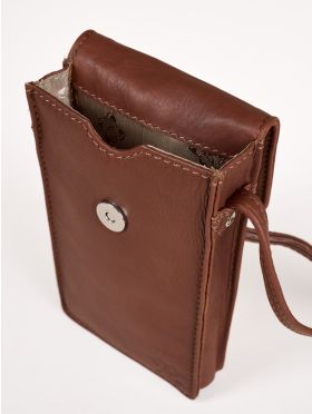 Bowness Leather Cross Body Phone Pouch in Cognac