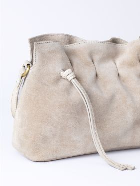 Santon Suede Cross Body Bag in Stone