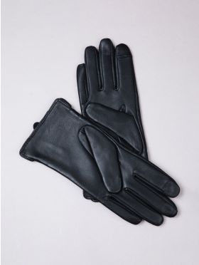 Twin Buckle II Leather Gloves in Black