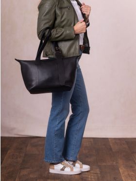 Newton Leather Tote Bag in Black