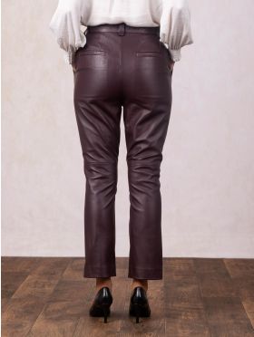 Leather Trousers in Berry