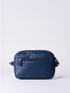 Cartmel Boxy Leather Cross Body Bag in Navy