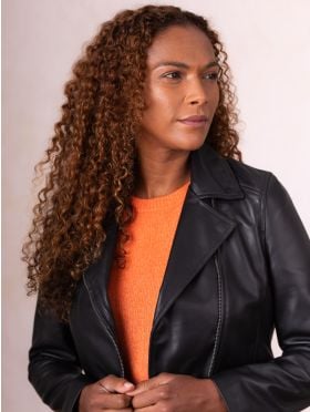 Thirlend Leather Biker Jacket in Black