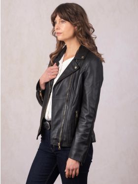 Knotts Leather Biker Jacket in Black