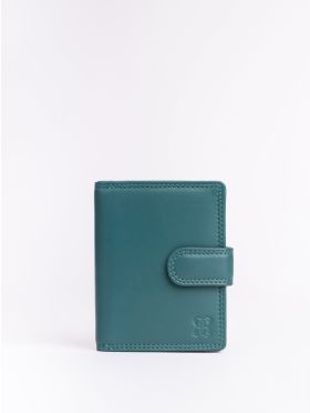 Small Leather Tab Purse in Teal