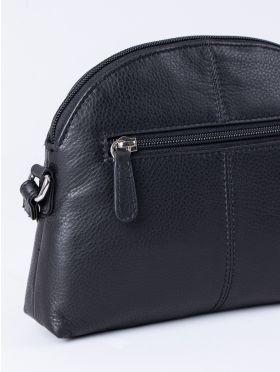 Elterwater Curved Leather Cross Body Bag in Black