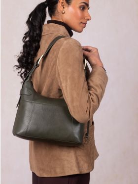 Newby Leather Hobo Shoulder Bag in Green