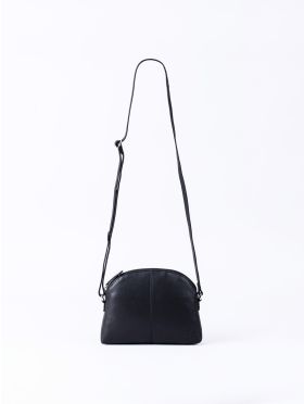 Elterwater Curved Leather Cross Body Bag in Black