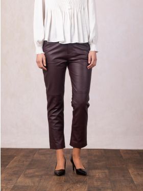 Leather Trousers in Berry