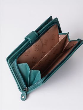 Medium Leather Tab Purse in Teal Green