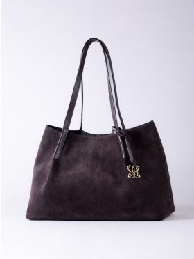 Mirehouse Suede Tote Bag in Chocolate Brown
