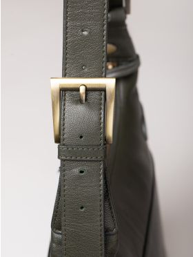 Newby Leather Hobo Shoulder Bag in Green