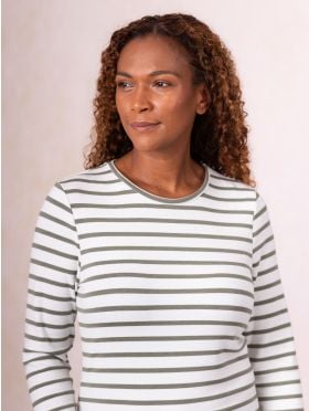 Everly Striped Top in Khaki