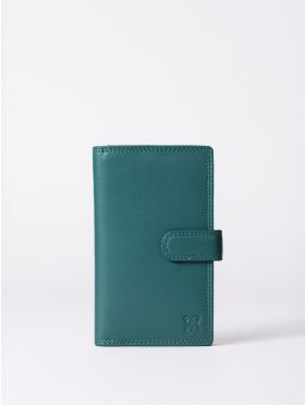 Medium Leather Tab Purse in Teal Green