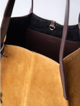 Mirehouse Suede Tote Bag in Cognac