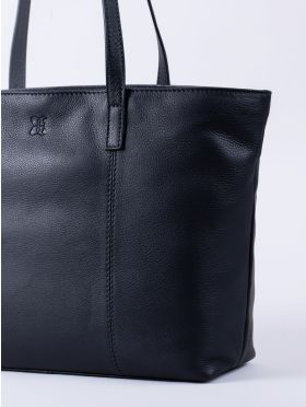 Torver Leather Tote Bag in Navy