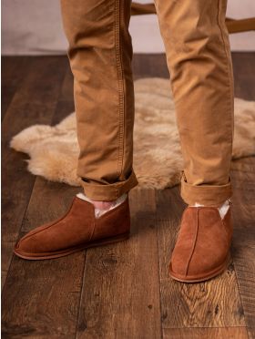 Men's Suede Slipper Boot in Tan