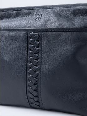 Farlam Leather Cross Body Bag in Navy