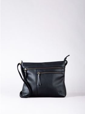 Winleigh Leather Cross Body Bag in Black