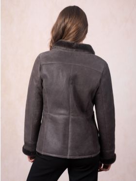 Armboth Shearling Aviator Jacket in Charcoal Grey