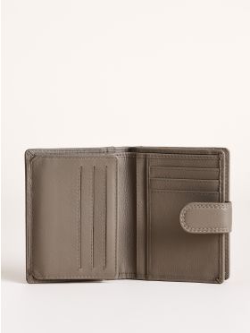 Small Leather Tab Purse in Grey