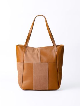 Tarn Hows Leather and Suede Tote Bag in Tan