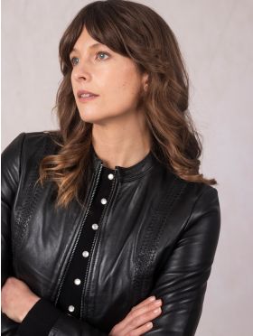 Annaside Leather Jacket in Black