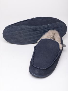Men’s Sheepskin Slip-On Moccasins in Navy