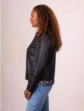 Crosthwaite Collared Leather Jacket in Black