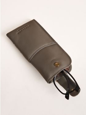 Leather Tab Glasses Case in Grey