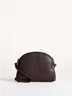 Elterwater Curved Leather Cross Body Bag in Brown