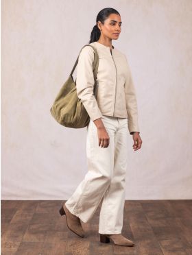 Santon Suede Tote Bag in Green