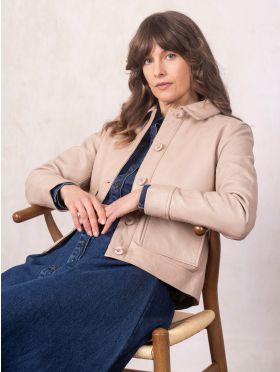 Brathay Collared Leather Jacket in Cappuccino