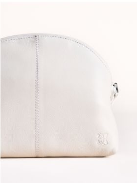 Elterwater Curved Leather Cross Body Bag in White