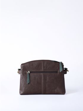 Hartsop Zip Leather Cross Body Bag in Brown and Green
