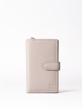 Medium Leather Tab Purse in Grey