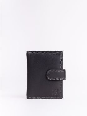 Small Leather Tab Purse in Black