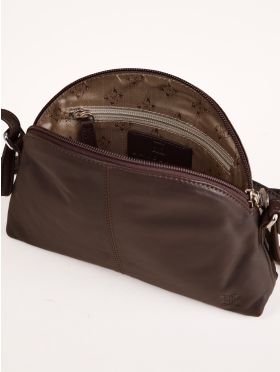 Elterwater Curved Leather Cross Body Bag in Brown