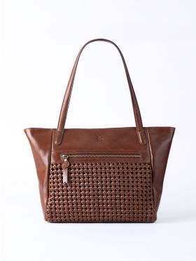 Waverton Woven Leather Tote Bag in Brown